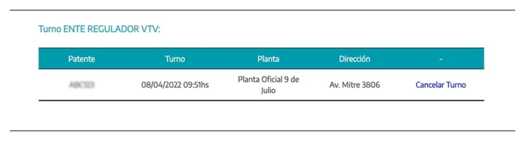 Paso 3 para consultar o cambiar el turno de la VTV en Pilar